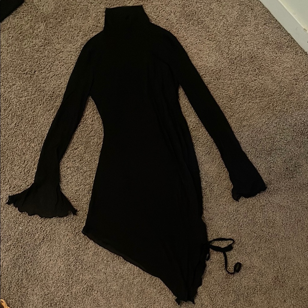 Elegant Black Turtleneck Dress